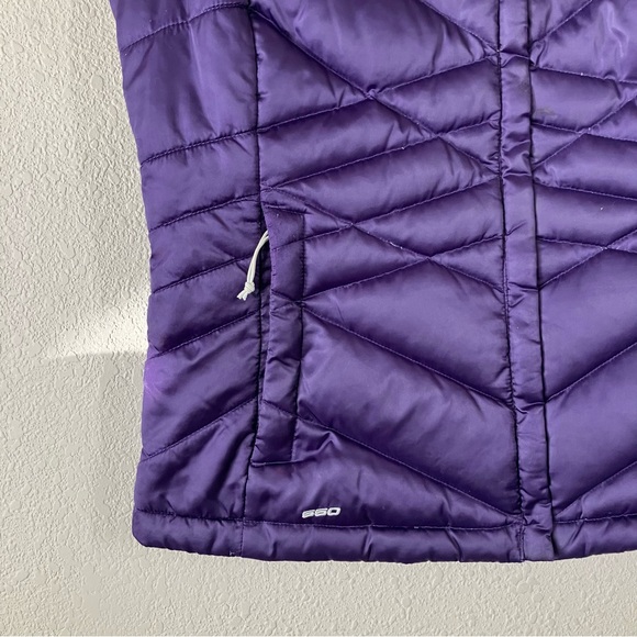 THE NORTH FACE Women Puffer Vest 550 Goose Down  Zip Up Winter Travel Purple M - Picture 4 of 11